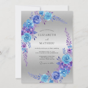Invitation Mariage Bleuet Rose Violette
