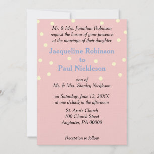 Invitation Mariage Blue Crème pois Roses