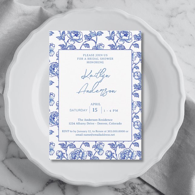 Invitation Mariage Blue et Blanc Chinoiserie (Créateur téléchargé)