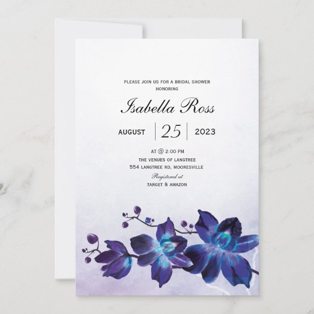 Invitation Mariage Blue Orchid (Devant)