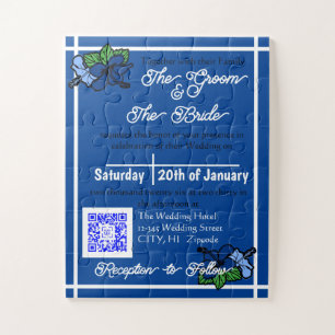 Invitation Mariage Blue Puzzle