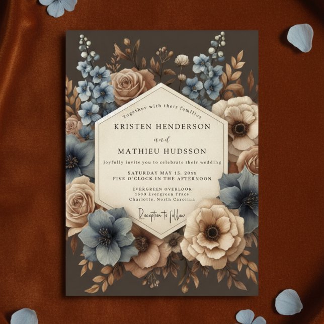 Invitation Mariage Blue Rose Moody Bloom (Créateur téléchargé)