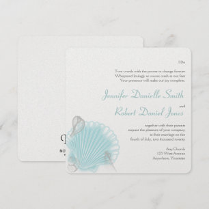 Invitation Mariage Blue Seashell Beach