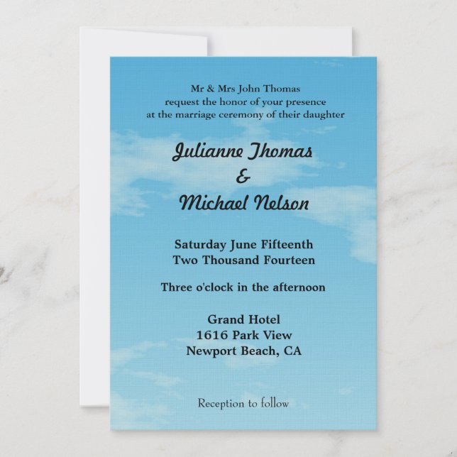 Invitation Mariage Blue Skies (Devant)