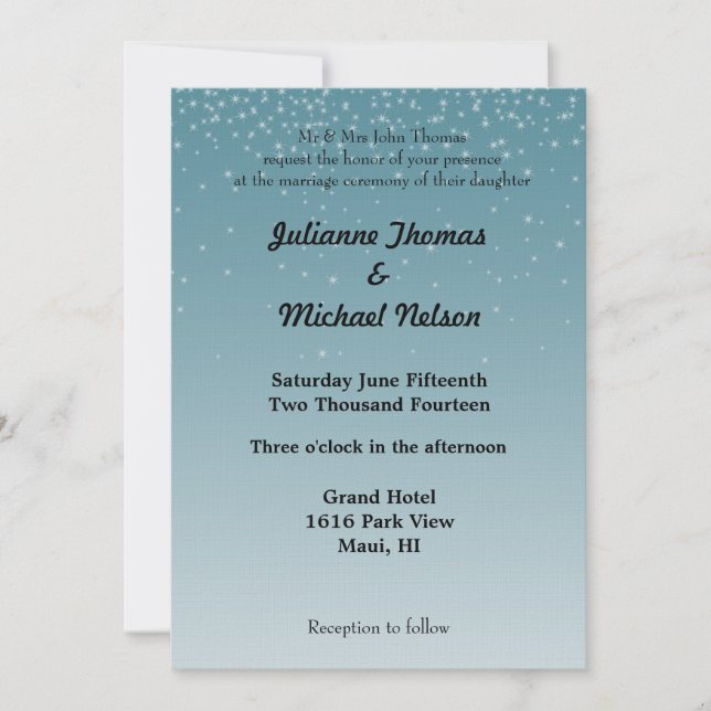 Invitation Mariage Blue Sky Falling Stars (Devant)