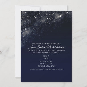 Invitation Mariage Blue Star Dust Starry Night Sky