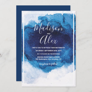 Invitation mariage Blue Watercolor