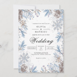 Invitation Mariage Blue Winter Bloom