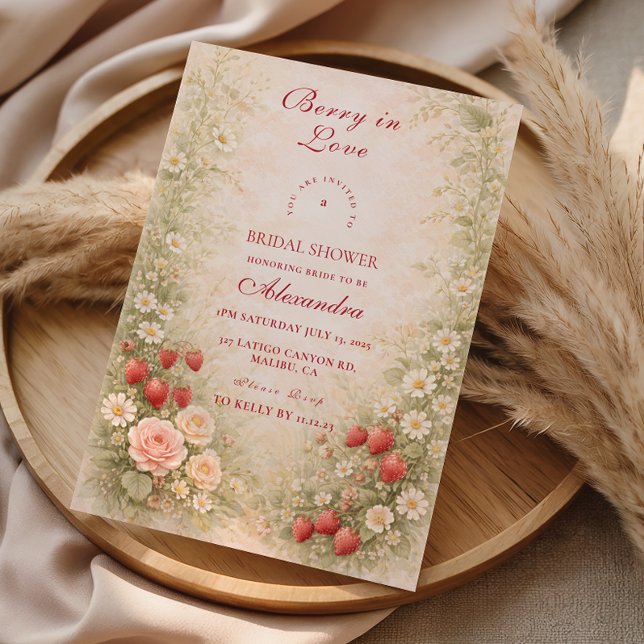 Invitation Mariage Blush Jardin de Fraises (Créateur téléchargé)