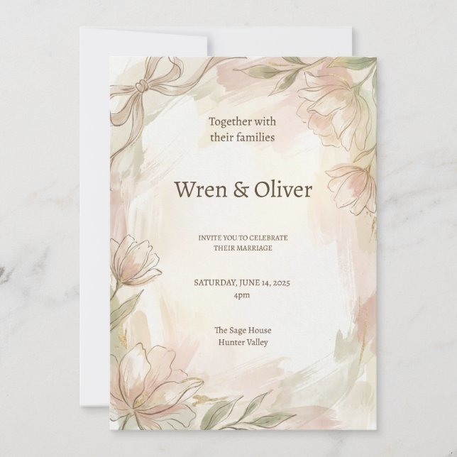 Invitation Mariage Blush Magnolia (Devant)