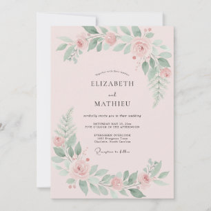 Invitation Mariage Blush Menthe Pivoine