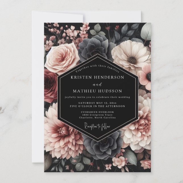 Invitation Mariage Blush Noir Chiaroscuro (Devant)