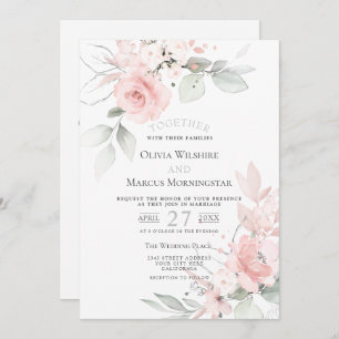 Invitation Mariage   Blush Pink Romantic Cottage Roses