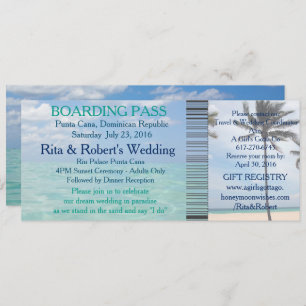 Invitation Mariage Boarding Pass Ticket Beach Destination