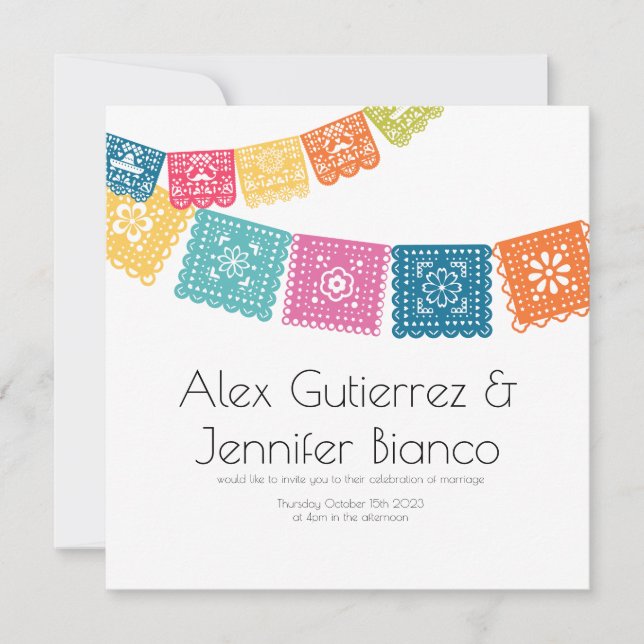 Invitation Mariage - Boda - Mariage Papel Picado (Devant)