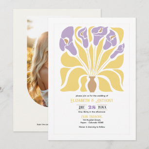 Invitation Mariage bohème abstrait au beurre et wisteria
