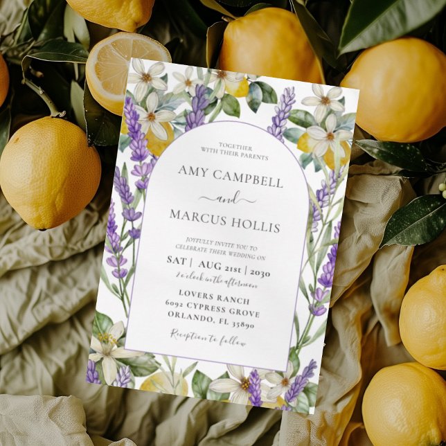Invitation Mariage Bohème Aquarelle Citrons & Lavande (Créateur téléchargé)
