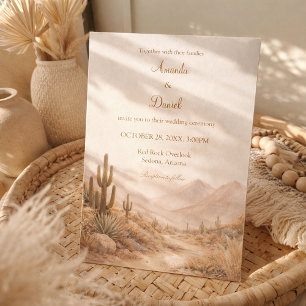 Invitation Mariage Bohème Aquarelle Désert Sud-Ouest Cactus
