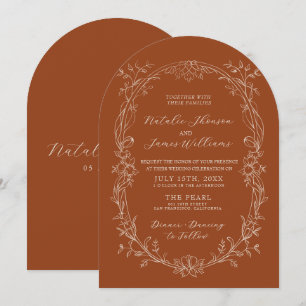 Invitation Mariage Bohème Arched Orange Brûlé Terracotta Flor