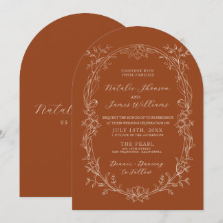 Invitation Mariage Bohème Arched Orange Brûlé Terracotta Flor