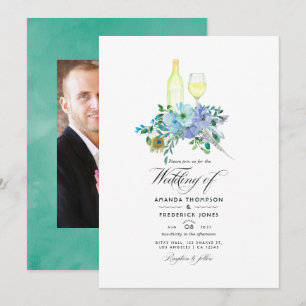 Invitation Mariage Bohème au Goût de Vin avec Mint et Bleu