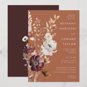 Invitation Mariage Bohème Automnal Fleur de Terracotta