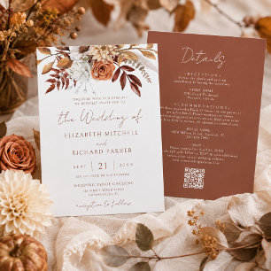 Invitation Mariage Bohème Automnal Terracotta Floral Tout En 