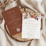 Invitation Mariage Bohème Automnal Terracotta Floral Tout En<br><div class="desc">Annoncez votre mariage d'automne avec style grâce à cette invitation captivante qui présente une cascade de fleurs d'automne et d'herbe de pampa dans des tons chauds et terreux. L'élégance rustique rencontre le charme bohème avec des teintes orange brûlé, terracotta et brun rouille qui capturent parfaitement l'essence d'un mariage d'automne. Cette...</div>
