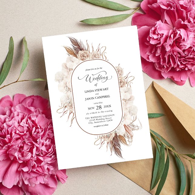 Invitation Mariage Bohème aux Fleurs d'Automne (Créateur téléchargé)