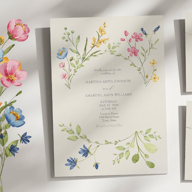Invitation Mariage Bohème aux Fleurs Sauvages (Créateur téléchargé)