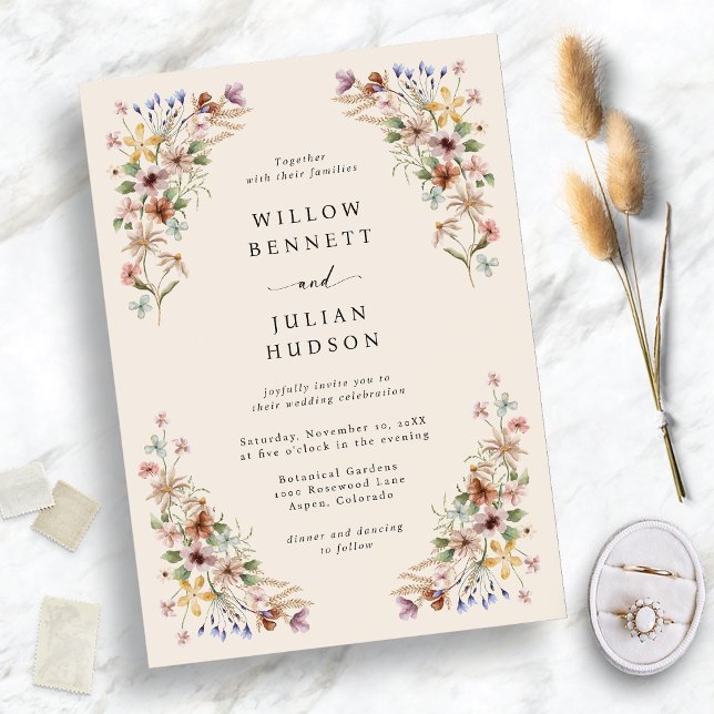 Invitation Mariage Bohème aux Fleurs Sauvages (Wildflower Boho Wedding Invitation
)