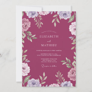 Invitation Mariage Bohème aux Ranunculus Peints de Framboise