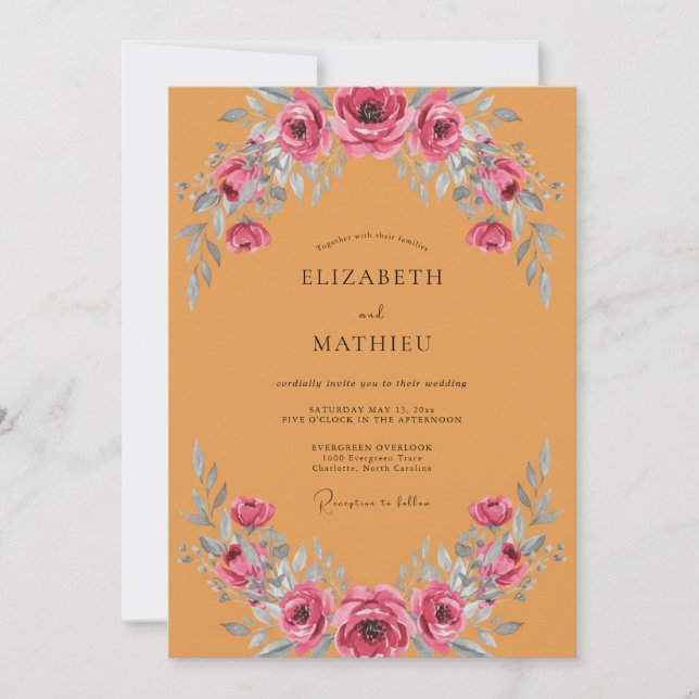 Invitation Mariage Bohème aux Tons Ocres et Audacieux (Devant)