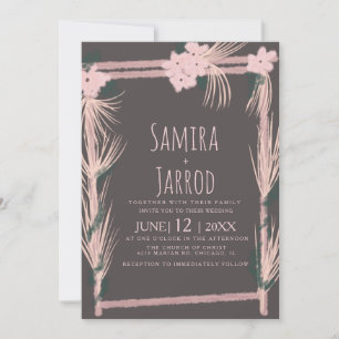Invitation Mariage Bohème avec Arche Florale Dessinée à la Ma