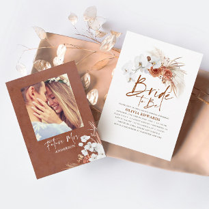 Invitation Mariage bohème avec fleurs en terre cuite Photo de
