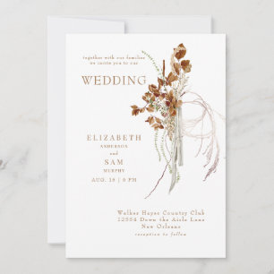 Invitation Mariage Bohème Blanc Éthéré d'Automne Ensemble ave