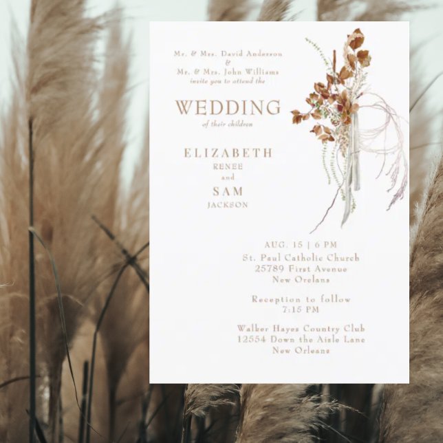 Invitation Mariage Bohème Blanc Parents II Automne Éthéré (Créateur téléchargé)