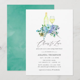 Invitation Mariage Bohème Bleu et Menthe avec Dégustation de