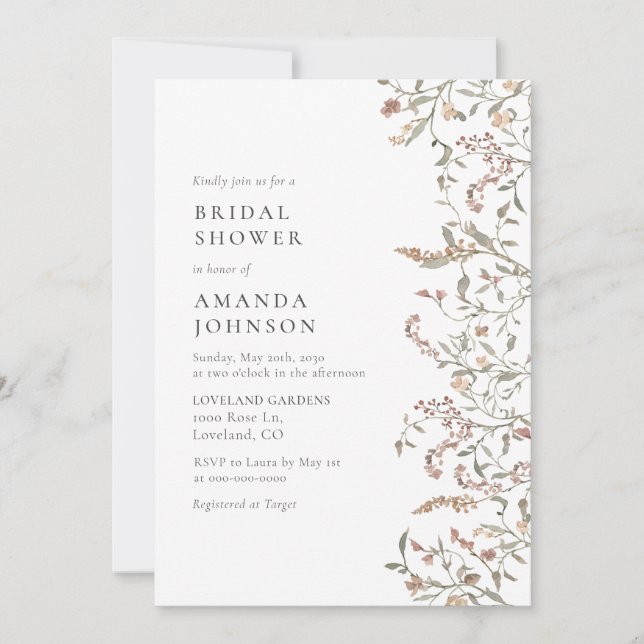 Invitation Mariage Bohème Botanique (Devant)