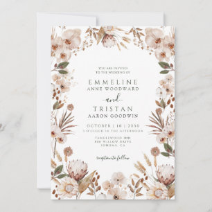 Invitation Mariage Bohème Botanique Neutre