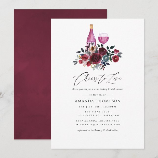 Invitation Mariage Bohème Bourguignon et Fête de Dégustation  (Devant / Derrière)