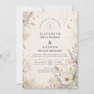 Invitation Mariage bohème céleste au clair de lune élégant