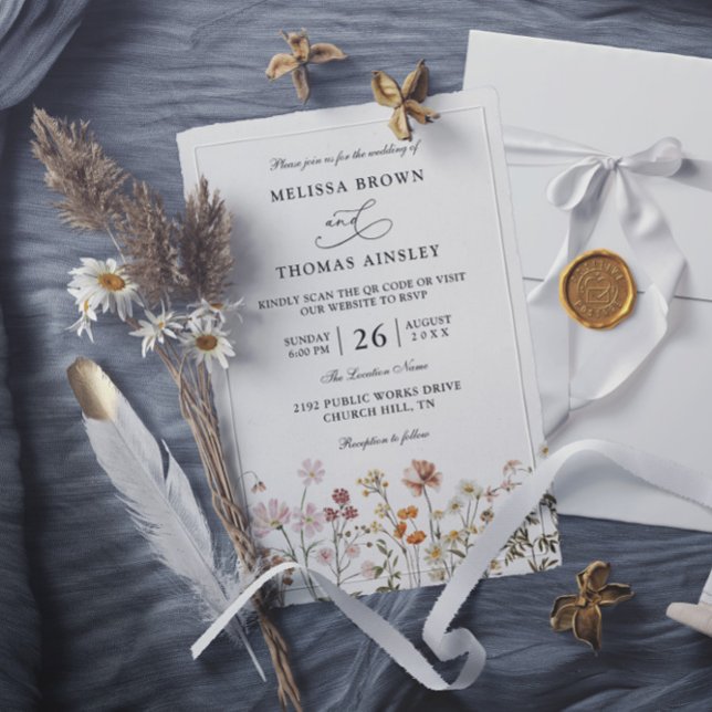 Invitation Mariage Bohème Champêtre Code QR Budget (Créateur téléchargé)