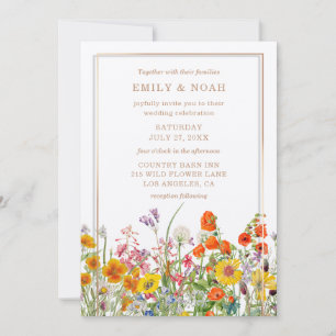 Invitation Mariage bohème champêtre coloré et économique avec