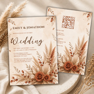Invitation Mariage Bohème Champêtre en Terracotta Rustique av