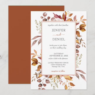 Invitation Mariage Bohème Champêtre Rustique aux Feuilles d'A