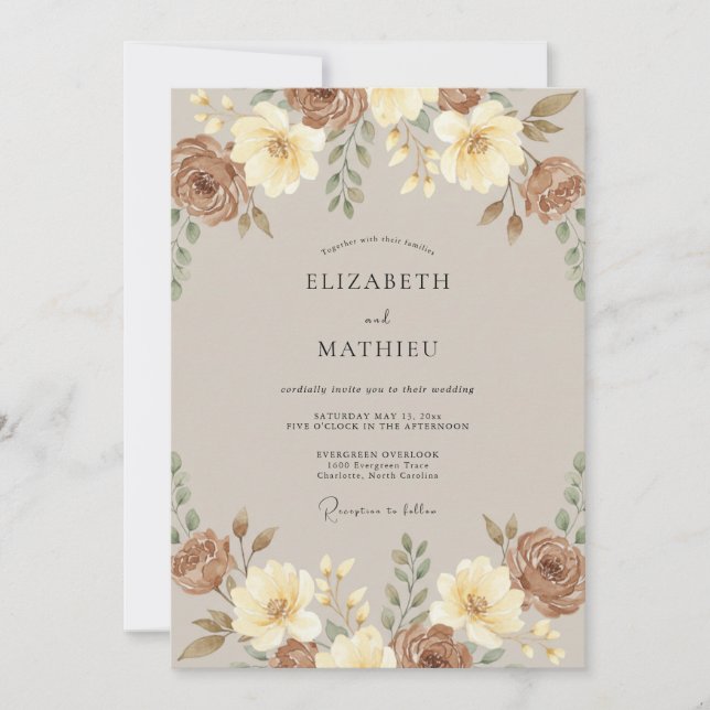 Invitation Mariage Bohème Chaud Sienne (Devant)