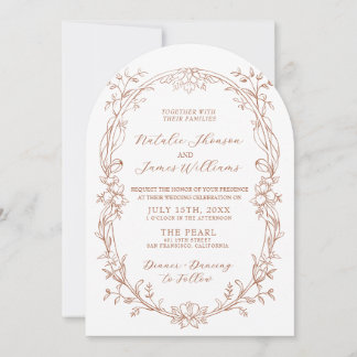 Invitation Mariage Bohème Chic en Terracotta Orange Brûlé Arq