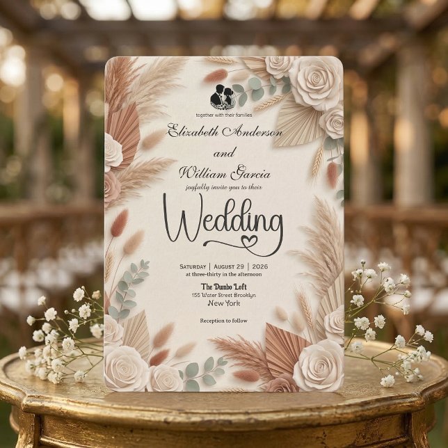 Invitation Mariage Bohème Chic en Terre Cuite Élégant (Créateur téléchargé)