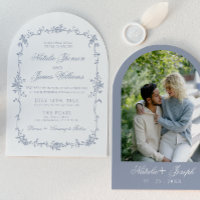 Mariage Bohème Chic Fleurs Bleu Poussiéreux Élégan